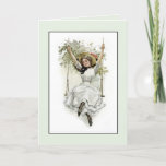 Cartão Victorian Fun Friends or Family Birthday Greeting<br><div class="desc">Ahhh... .lovely card for your family or friend birthdays.  Victorian era lady swinging with a she's having a great day smile on her face.  See more birthday cards for all ages at Zigglets here at Zazzle.  There's a direct store link below.</div>