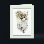 Cartão Victorian Fun Friends or Family Birthday Greeting<br><div class="desc">Ahhh... .lovely card for your family or friend birthdays.  Victorian era lady swinging with a she's having a great day smile on her face.  See more birthday cards for all ages at Zigglets here at Zazzle.  There's a direct store link below.</div>