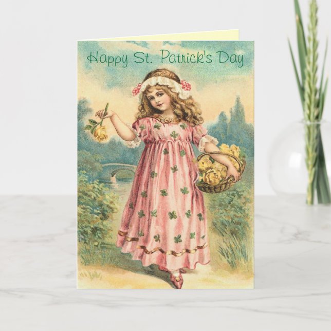Cartão Victorian Girl St. Patrick's Day Greeting Card (Frente)