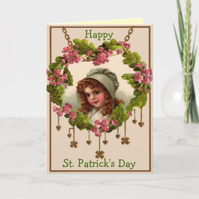 Cartão Victorian Girl St. Patrick's Day Greeting Card (Frente)
