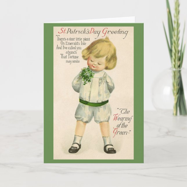 Cartão Victorian Irish Boy St. Patrick's Day Card (Frente)