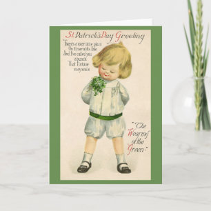 Cartão Victorian Irish Boy St. Patrick's Day Card