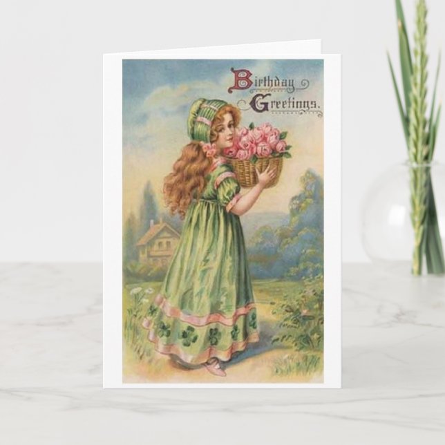Cartão Victorian Irish Girl Birthday Card (Frente)