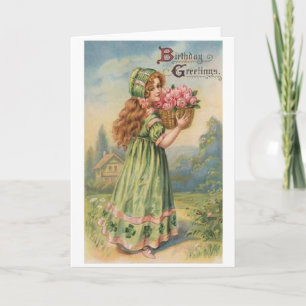 Cartão Victorian Irish Girl Birthday Card