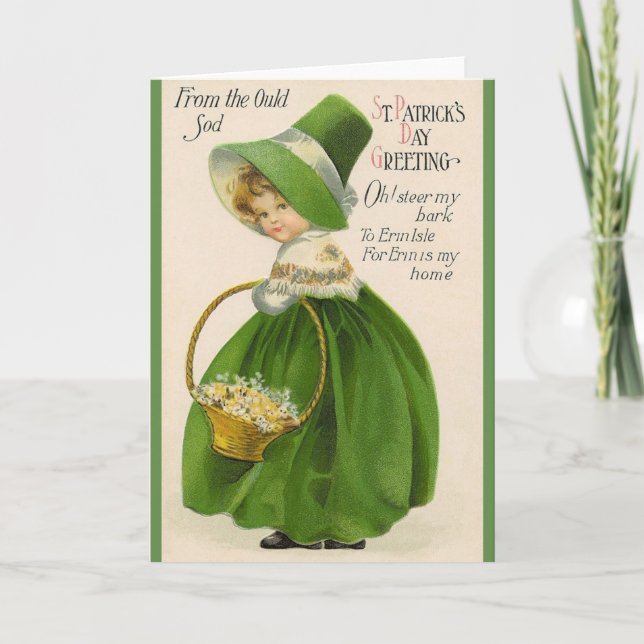 Cartão Victorian Irish Girl St. Patrick's Day Card (Frente)