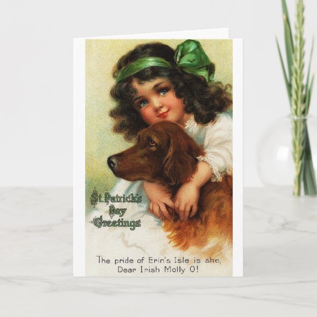 Cartão Victorian Irish Setter St. Patrick's Day Card (Frente)