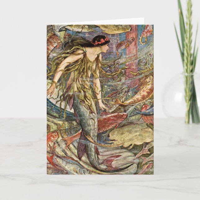 Cartão Victorian Mermaid Art by H J Ford (Frente)