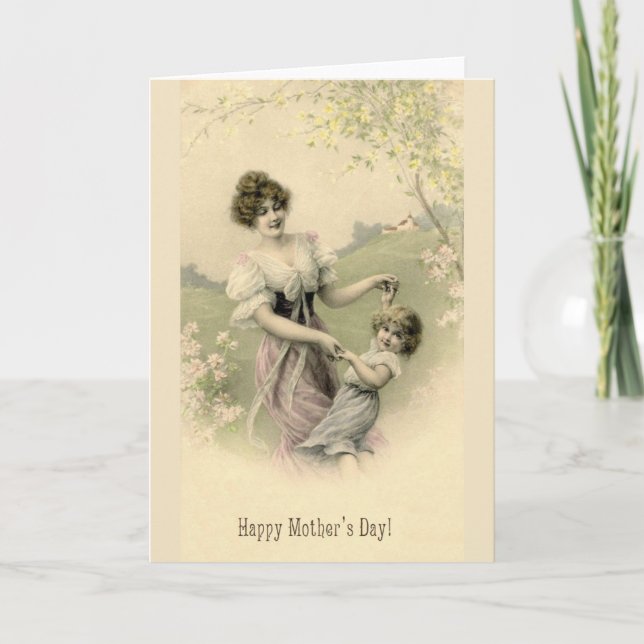 Cartão Victorian Mother and Child Mother's Day Card (Frente)