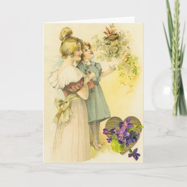 Cartão Victorian Mother & Daughter Mother's Day Card (Frente)