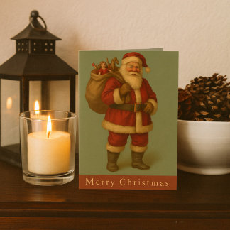 Cartão Victorian Santa Illustration Timeless Holiday