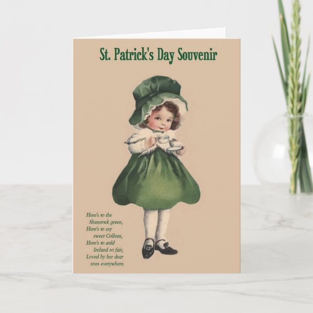 Cartão Victorian St. Patrick's Day Irish Tea Card (Frente)