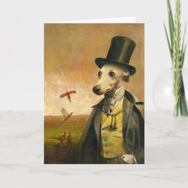 Cartão Victorian Whippet Greetings Card (Frente)