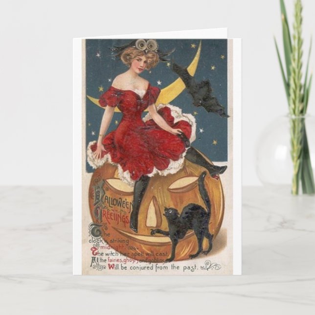 Cartão Victorian Witch's Spell Halloween Greeting Card (Frente)
