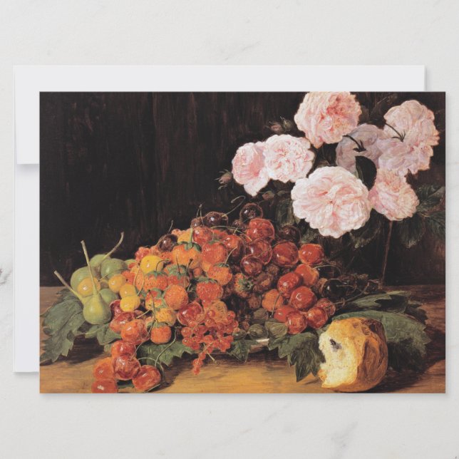 Cartão Vida Contínua com Rosas, Morangos e Pão (Frente)