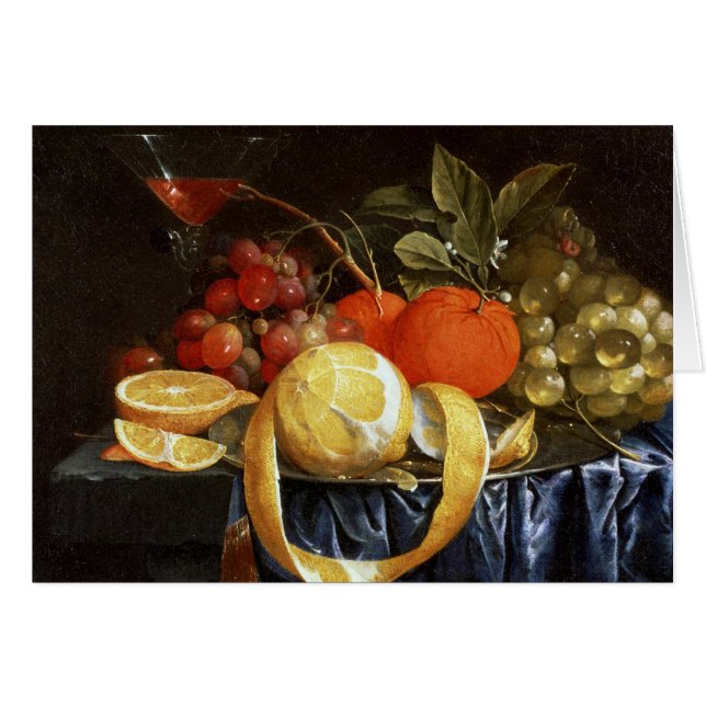 Cartão Vida Contínua de Uvas, Laranjas e Limão Pelado (Frente Horizontal)