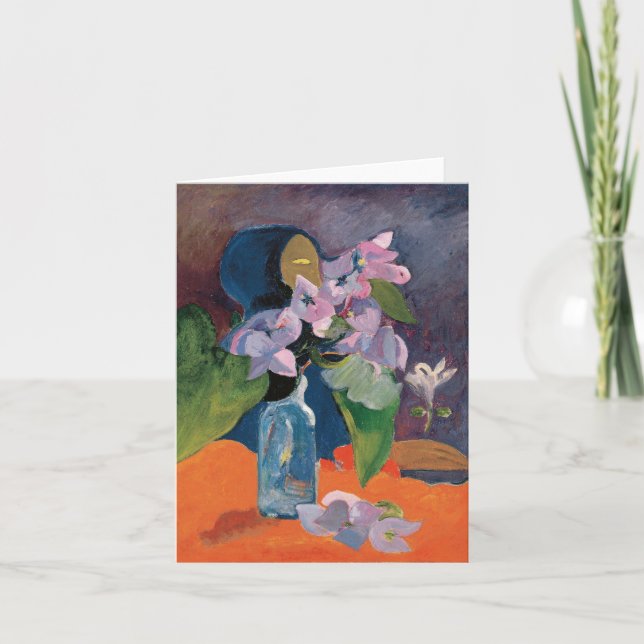 Cartão Vida Estática com Flores e Ídolo | Paul Gauguin (Frente)