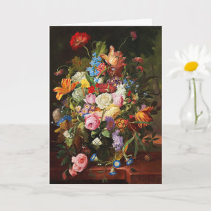 Cartão Vida Estática Flor De Rosas, Tulipas E Cravagem