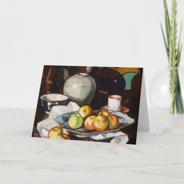 Cartão Vida Estática, Maçãs e Jar | Samuel John Peploe (Frente)