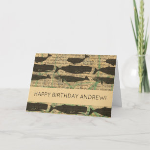 Cartão Vida marítima náutica antiaérea de baleia