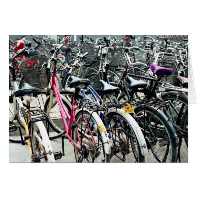 Cartão Vida quotidiana em China mim: Bicicletas (Frente Horizontal)