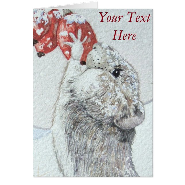 Cartão vida selvagem de cena de neve de rato fofo (Frente)