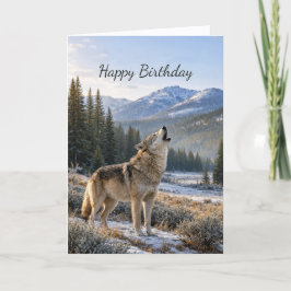 Cartão Vida Selvagem Uivando Lobo Cinzento Aniversário