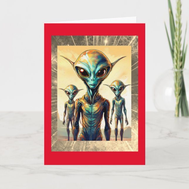 Cartão Vida útil da alienígena na placa de aniversário do (Frente)