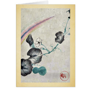 Cartão Videira de polpa com flor e arco-íris