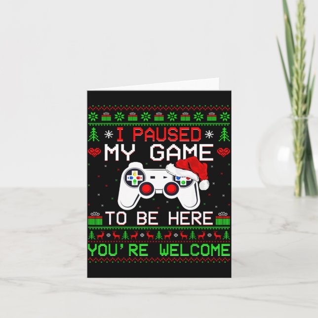 Cartão Video Game Christmas Ugly Sweater Funny Gamer Gami (Frente)