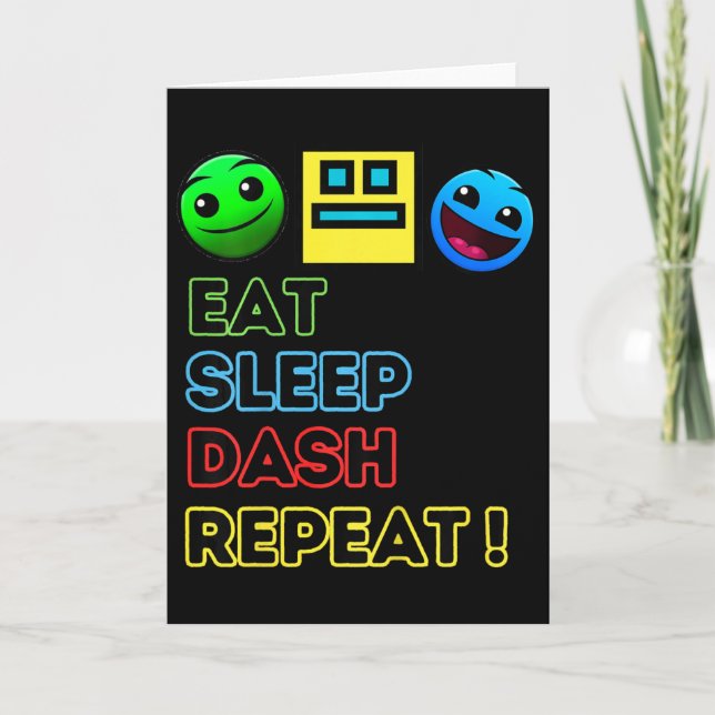 Cartão Vídeo Game Kids Eat Sleep Dash Repeat Geometry Vid (Frente)