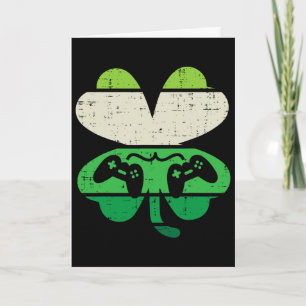 Cartão Video Game Shamrock Retro Dia de São Patrício Meni