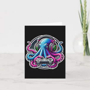 Cartão Videos games Octopus Engraçados Lover Gamer Octopu