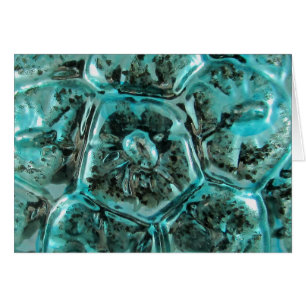 Cartão Vidro Antiguo Aqua Teal Blue Jewel Shell