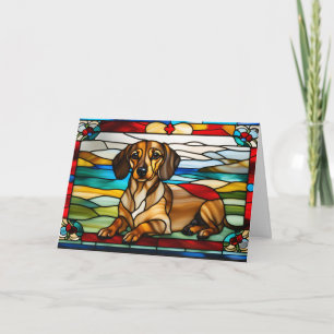 Cartão Vidro Colorido de Dachshund Fofo
