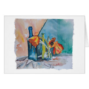 Cartão Vidro e tulipas