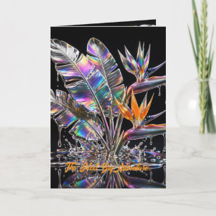 Cartão Vidro Holográfico Ave do Paraíso Metal Líquido Ar