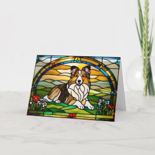 Cartão Vidro Manchado de Sheltie Fofo
