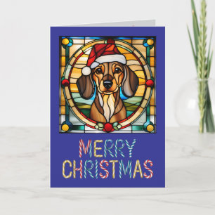 Cartão Vidro Mantido Natal Dachshund