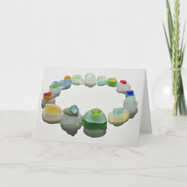 Cartão Vidro marinho, vidro de praia, cores raras, vazio (Frente)