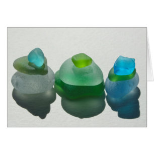Cartão Vidro marítimo, vidro de praia, azul, verde, aqua,