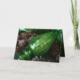 Cartão Vidro verde-mercúrio dobrado e pinecones Natal C