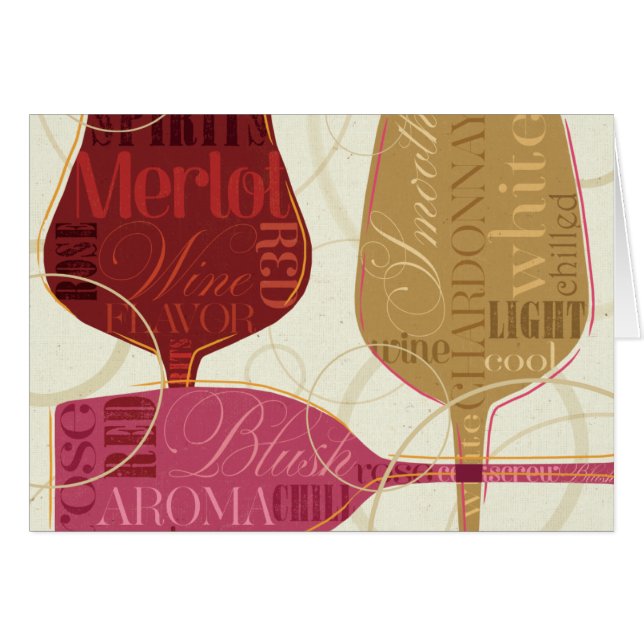 Cartão Vidros de vinho coloridos (Frente Horizontal)
