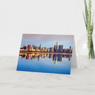 Cartão View of Chicago skyline with reflection