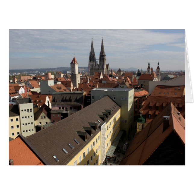 Cartão View Over Regensburg, Alemanha (Frente horizontal)