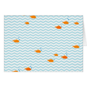 Cartão Viga azul lunática com peixes do ouro