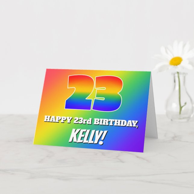 Cartão Vigésimo terceiro aniversário: Padrão multicolorid (Planta pequena)