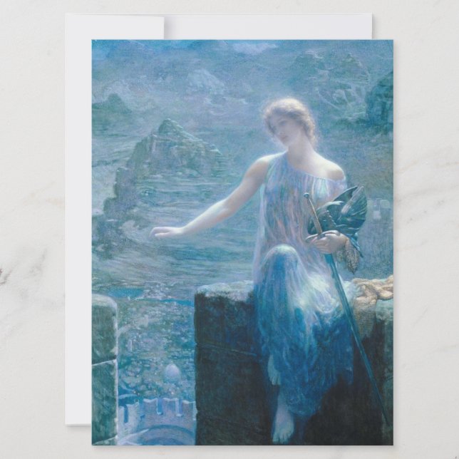Cartão Vigil da Valquíria (Senhora Elegante num Castelo) (Frente)