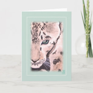 Cartão Vigneta Leopard Watercolor no Vazio Verde