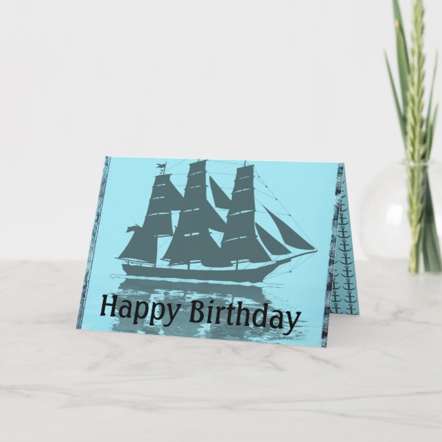Cartão Viking Ship Birthday (Frente)