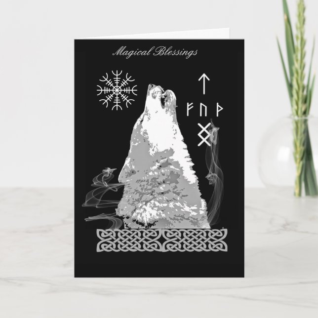 Cartão Viking Wolf Blessings Card (Frente)